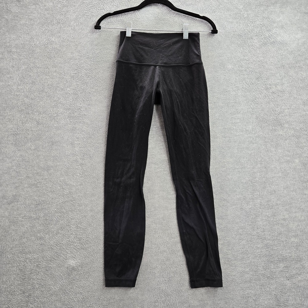 Lululemon Women Activewear Pants Black Yoga Legging Mid Rise 24" Inseam